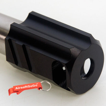 マルイ ハイキャパ5.1用カスタム ステンレス鋼製アウターバレル & 銅製コンペンセイターセット (ブラック)-AIRSOFT GOGO エアガン・サバゲー用品通販