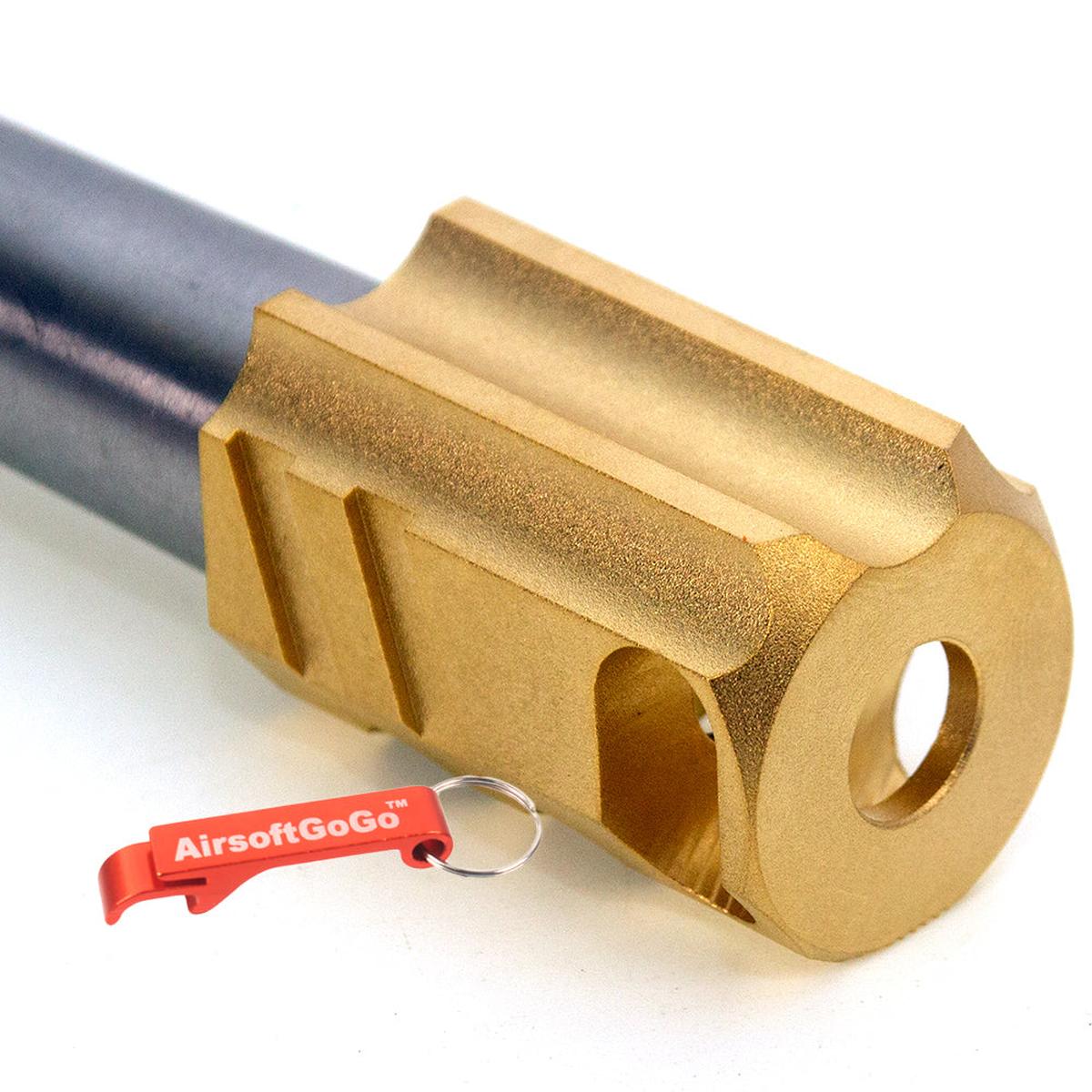 マルイ ハイキャパ5.1用カスタム ステンレス鋼製アウターバレル & 銅製コンペンセイターセット (ゴールド)-AIRSOFT GOGO エアガン・サバゲー用品通販