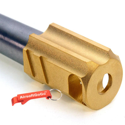 マルイ ハイキャパ5.1用カスタム ステンレス鋼製アウターバレル & 銅製コンペンセイターセット (ゴールド)-AIRSOFT GOGO エアガン・サバゲー用品通販