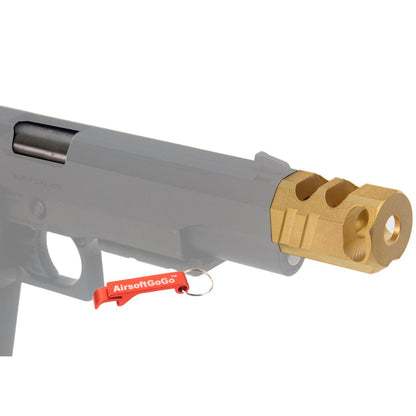 マルイ ハイキャパ5.1用カスタム ステンレス鋼製アウターバレル & 銅製コンペンセイターセット (ゴールド)-AIRSOFT GOGO エアガン・サバゲー用品通販