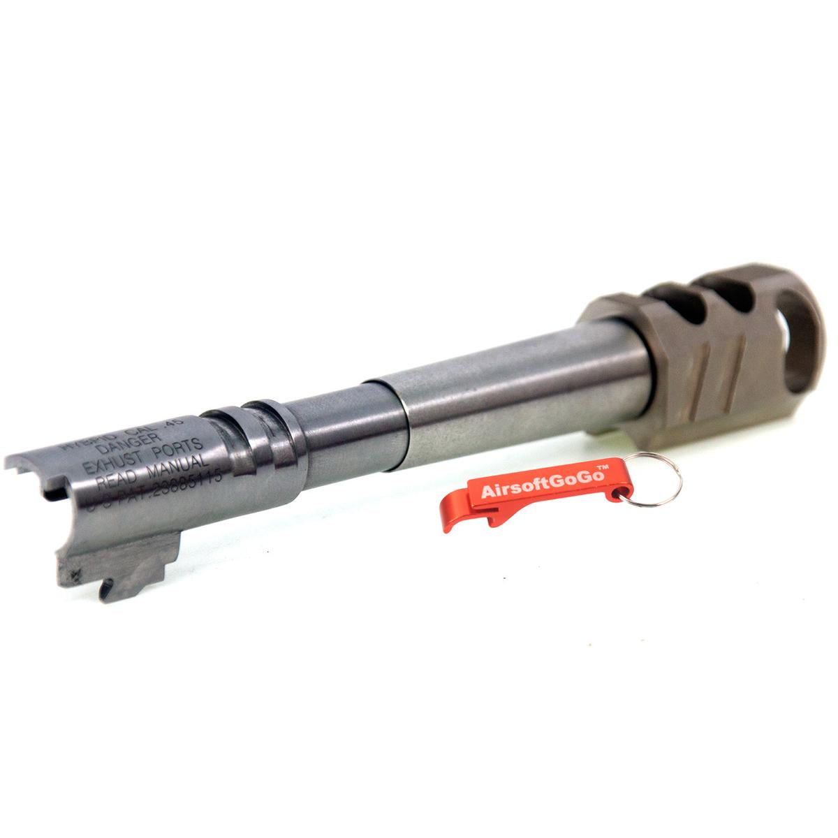 マルイ ハイキャパ5.1用カスタム ステンレス鋼製アウターバレル & 銅製コンペンセイターセット (シルバー)-AIRSOFT GOGO エアガン・サバゲー用品通販