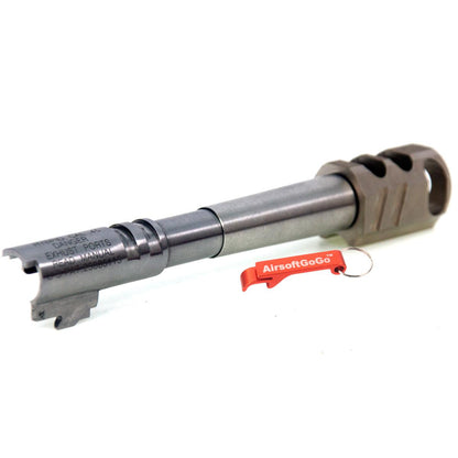 マルイ ハイキャパ5.1用カスタム ステンレス鋼製アウターバレル & 銅製コンペンセイターセット (シルバー)-AIRSOFT GOGO エアガン・サバゲー用品通販