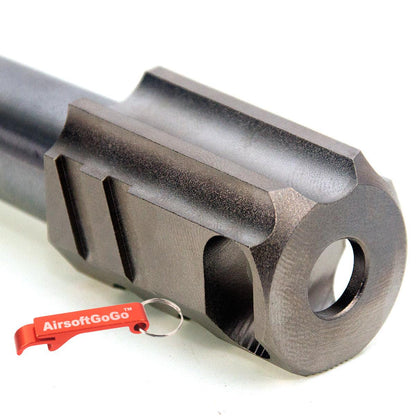 マルイ ハイキャパ5.1用カスタム ステンレス鋼製アウターバレル & 銅製コンペンセイターセット (シルバー)-AIRSOFT GOGO エアガン・サバゲー用品通販