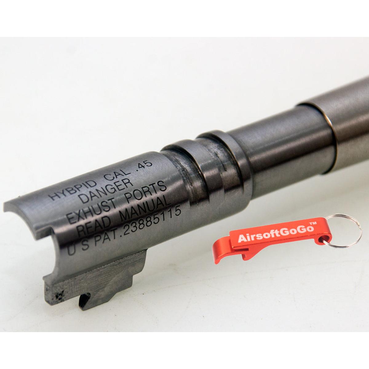 マルイ ハイキャパ5.1用カスタム ステンレス鋼製アウターバレル & 銅製コンペンセイターセット (シルバー)-AIRSOFT GOGO エアガン・サバゲー用品通販