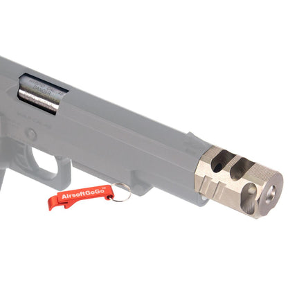 マルイ ハイキャパ5.1用カスタム ステンレス鋼製アウターバレル & 銅製コンペンセイターセット (シルバー)-AIRSOFT GOGO エアガン・サバゲー用品通販