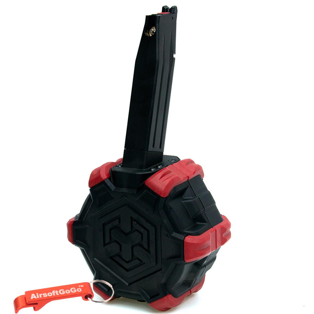 マルイ / WE-Tech / AW ハイキャパシリーズGBB用 ARMORER WORKS 350連ドラムマガジン (ブラック)-AIRSOFT GOGO エアガン・サバゲー用品通販