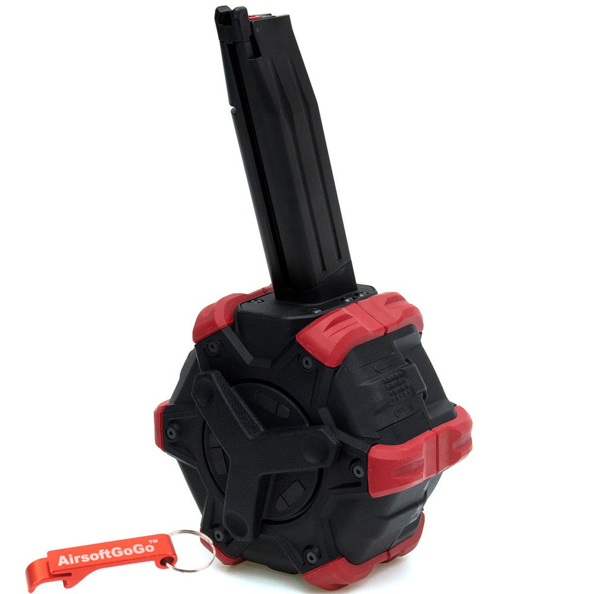 マルイ / WE-Tech / AW ハイキャパシリーズGBB用 ARMORER WORKS 350連ドラムマガジン (ブラック)-AIRSOFT GOGO エアガン・サバゲー用品通販