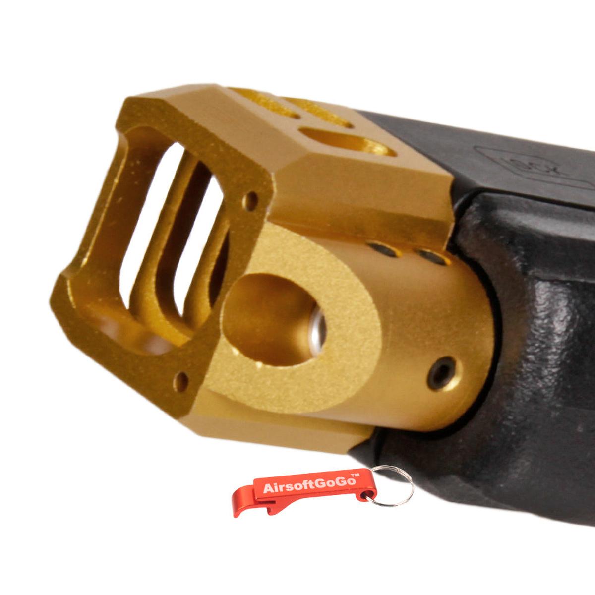 マルイ / WE / VFCのG17 & G18C用 アルミスライド コンペンセイター タイプA （ゴールド）-AIRSOFT GOGO エアガン・サバゲー用品通販