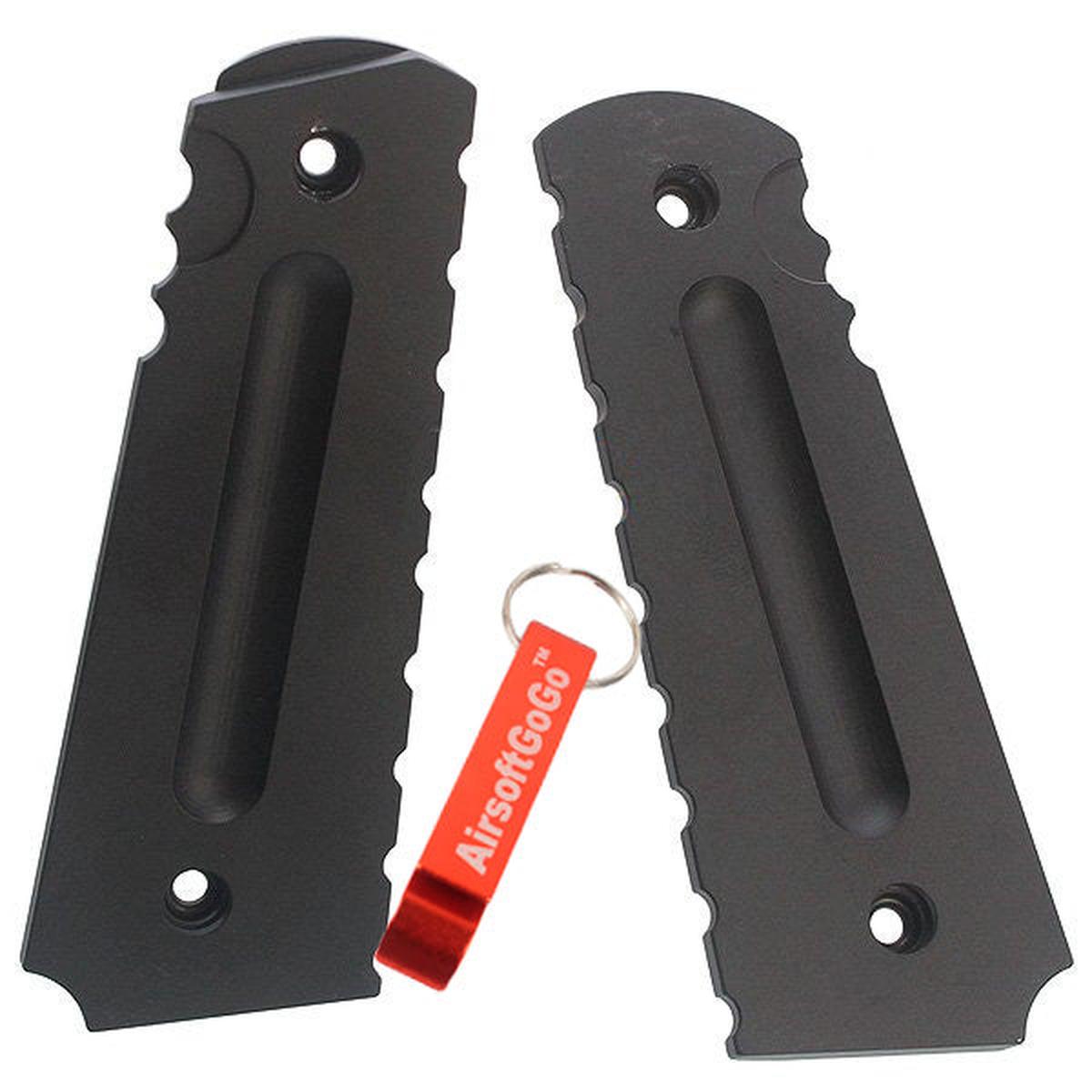 マルイ1911 ＆ Army R27・R28・R29ガスブローバック用アルミグリップカバー（黒）-AIRSOFT GOGO エアガン・サバゲー用品通販