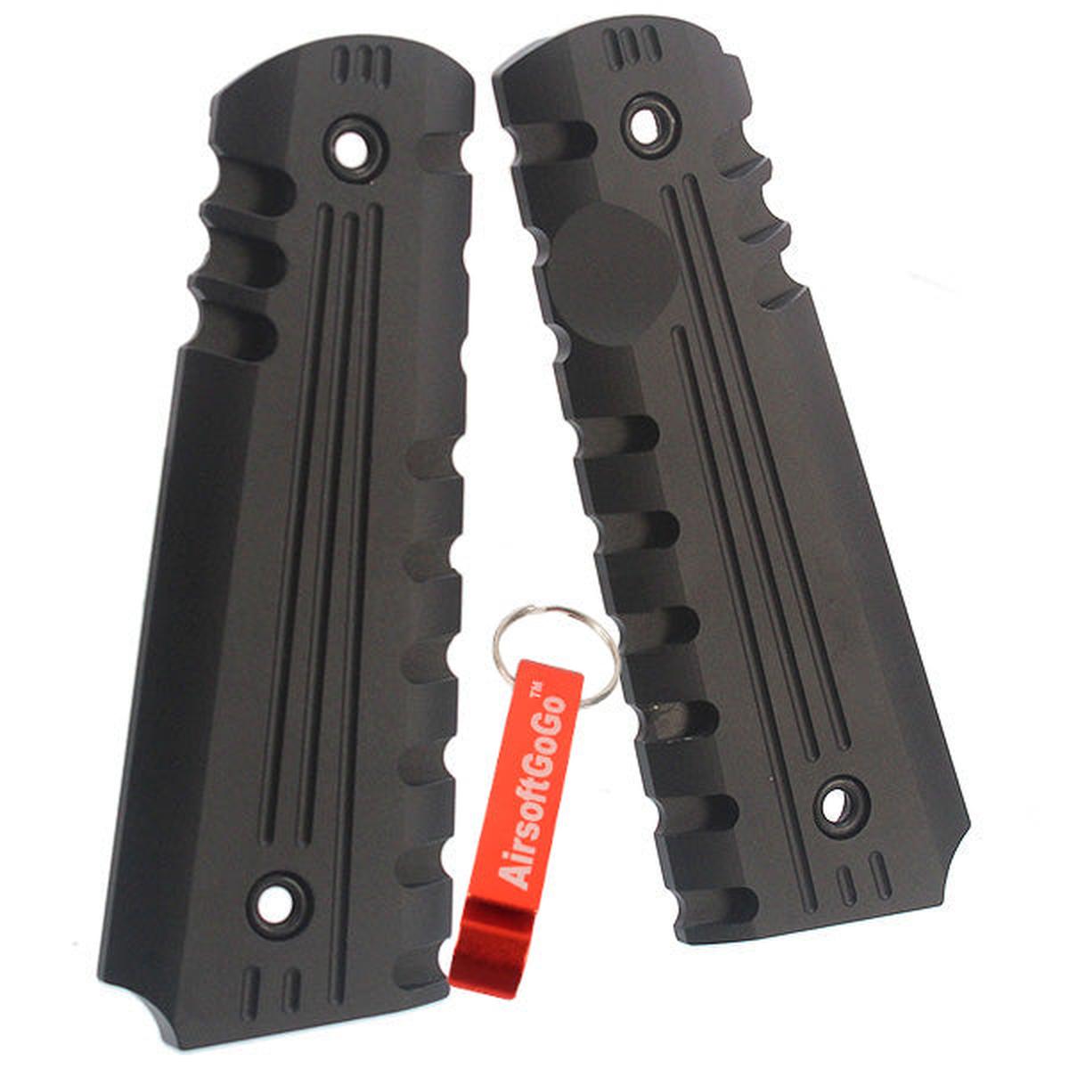 マルイ1911 ＆ Army R27・R28・R29ガスブローバック用アルミグリップカバー（黒）-AIRSOFT GOGO エアガン・サバゲー用品通販