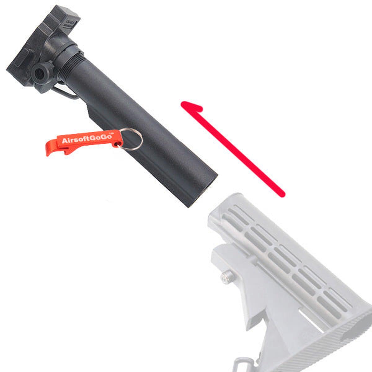 マルイ/Classic Army/JG製G36用M4ストック QDスリングスイベル アダプター ストックパイプ付 (黒)-AIRSOFT GOGO エアガン・サバゲー用品通販