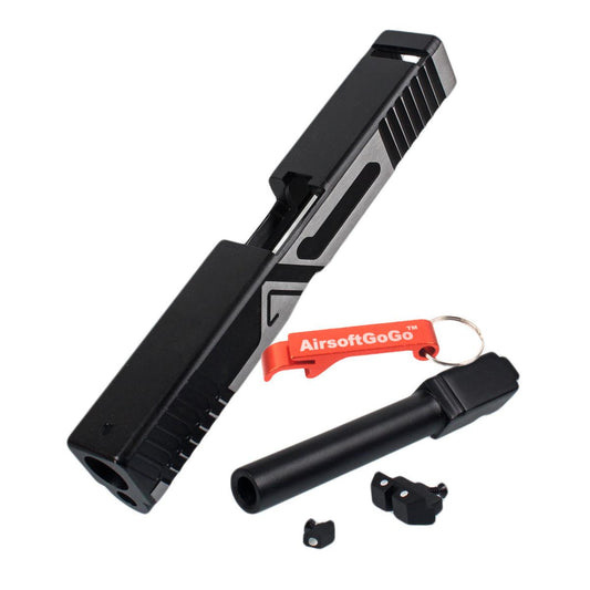 マルイG17ガスブローバック用カスタムスライド (黒色スライド・バレル)-AIRSOFT GOGO エアガン・サバゲー用品通販