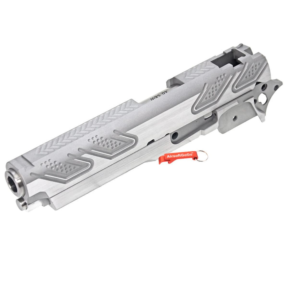 マルイハイキャパ 5.1用 Gunsmith Bros アルミ削り出し 「PT」スタイル カスタムスライドセット (シルバー)-AIRSOFT GOGO エアガン・サバゲー用品通販