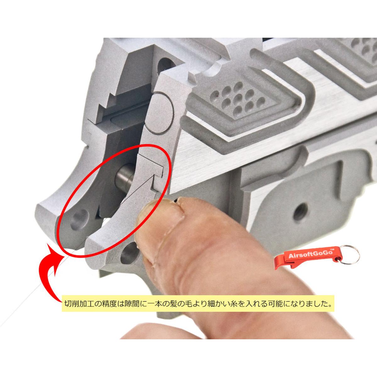 マルイハイキャパ 5.1用 Gunsmith Bros アルミ削り出し 「PT」スタイル カスタムスライドセット (シルバー)-AIRSOFT GOGO エアガン・サバゲー用品通販