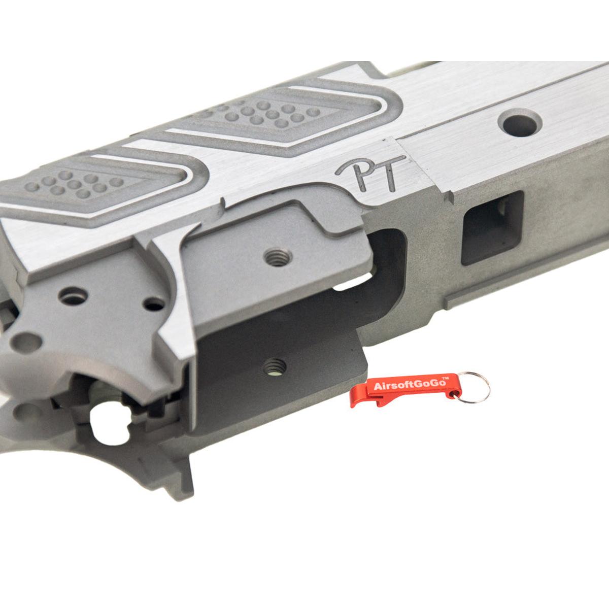 マルイハイキャパ 5.1用 Gunsmith Bros アルミ削り出し 「PT」スタイル カスタムスライドセット (シルバー)-AIRSOFT GOGO エアガン・サバゲー用品通販
