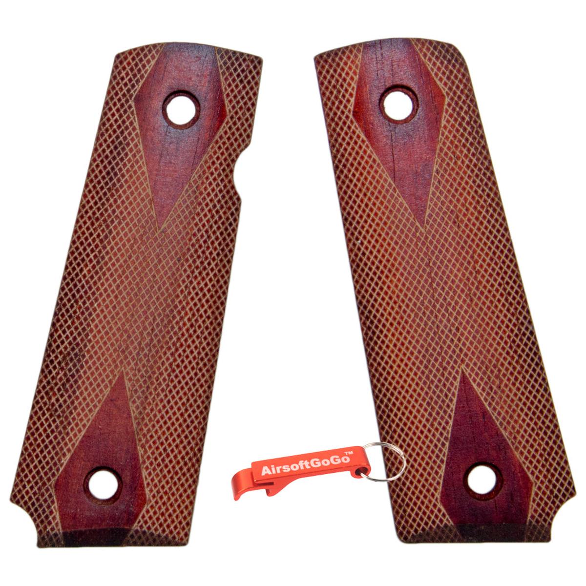 マルイ/WE 1911 MEU GBB用ウッド グリップカバー-AIRSOFT GOGO エアガン・サバゲー用品通販