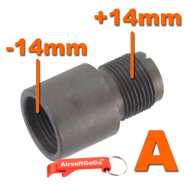 Spartan Doctrine 14mm barrel adapter for electric gun gas blowback rifle (14mm- → 14mm+)