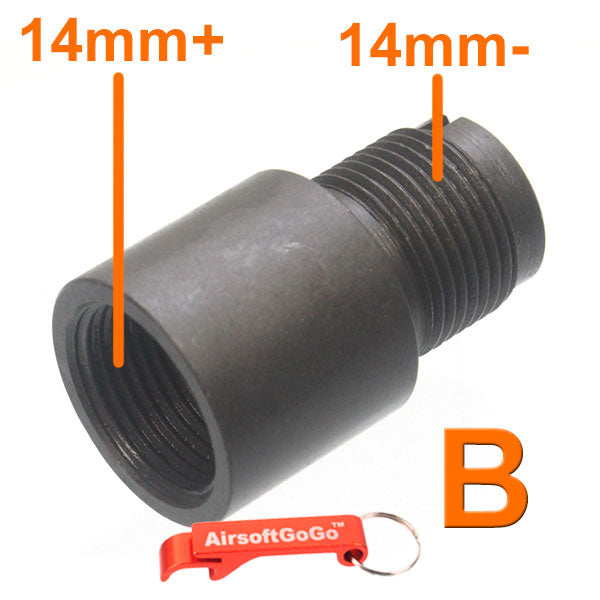 Spartan Doctrine 14mm barrel adapter for electric gun gas blowback rifle (14mm+ → 14mm-)