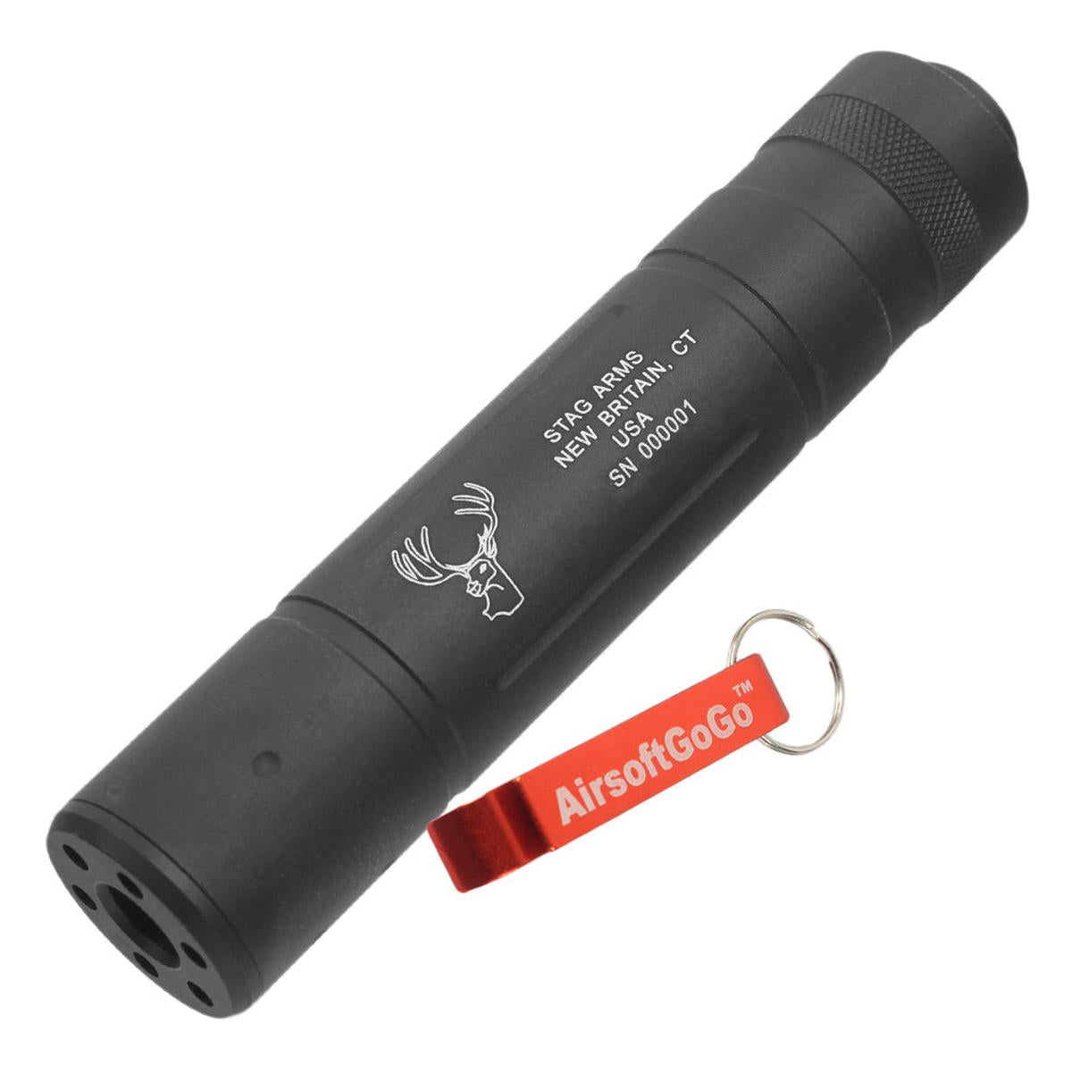 「STAG ARMS NEW BRITAIN,CT USA」 刻印、14mm逆ネジ D30 X 150mm（直径×全長)サプレッサー-AIRSOFT GOGO エアガン・サバゲー用品通販