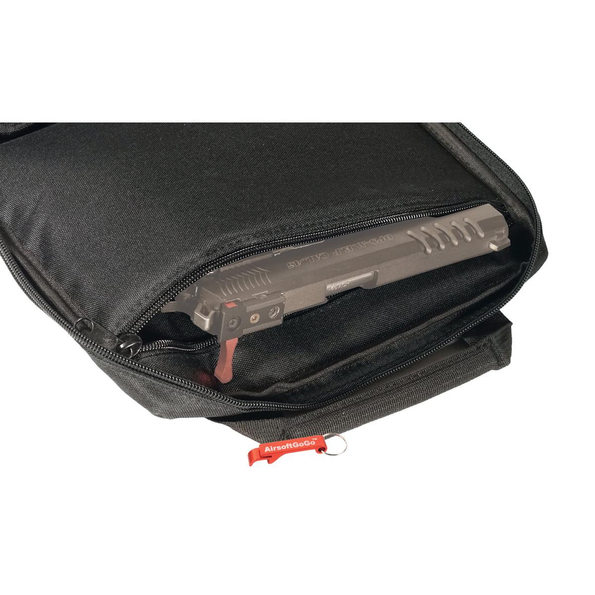 タクティカルハンドガンバッグ ・ ソフトガンケース 5つのマガジンポケット付き (小型バッグ、ブラックカラー)-AIRSOFT GOGO エアガン・サバゲー用品通販