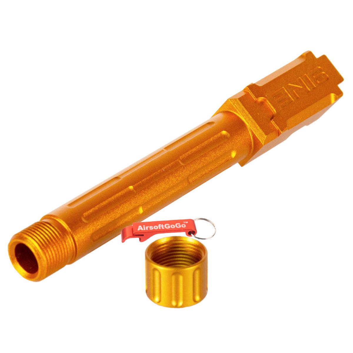 Umarex ガスブローバックG19用 5KU 9INE 14mm逆ネジアウターバレルマズルプロテクター付 (ゴールド)-AIRSOFT GOGO エアガン・サバゲー用品通販
