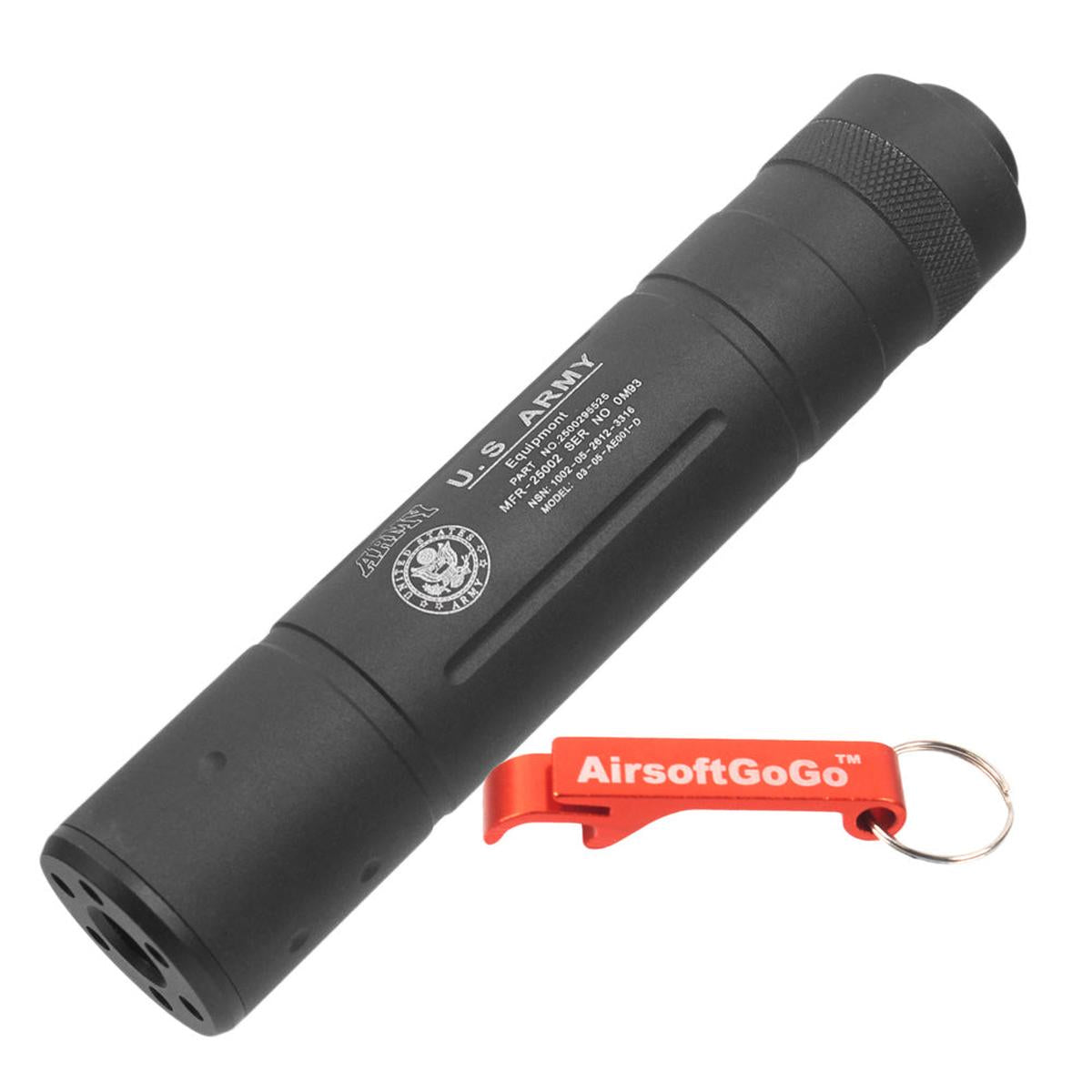 「UNITED STATES ARMY」 刻印、14mm逆ネジ D30 X 150mm（直径×全長)サプレッサー-AIRSOFT GOGO エアガン・サバゲー用品通販