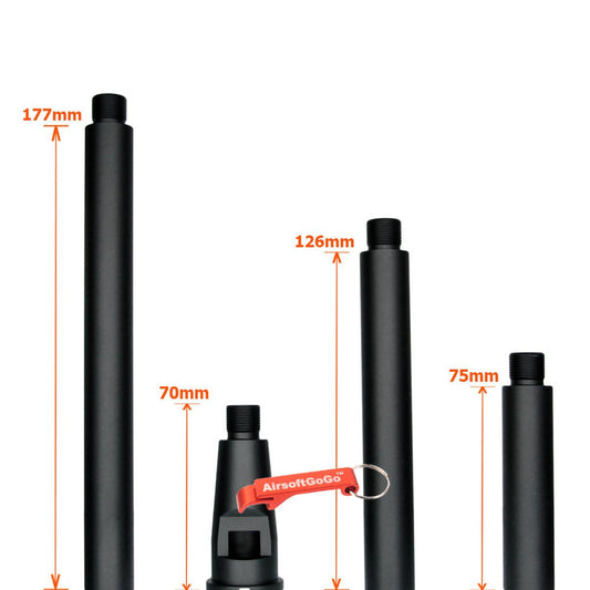 WA ガスブローバックM4/M16専用のカスタム マルチレングス アウターバレル ブラック (サイズ：70/177/126/75mm)-AIRSOFT GOGO エアガン・サバゲー用品通販