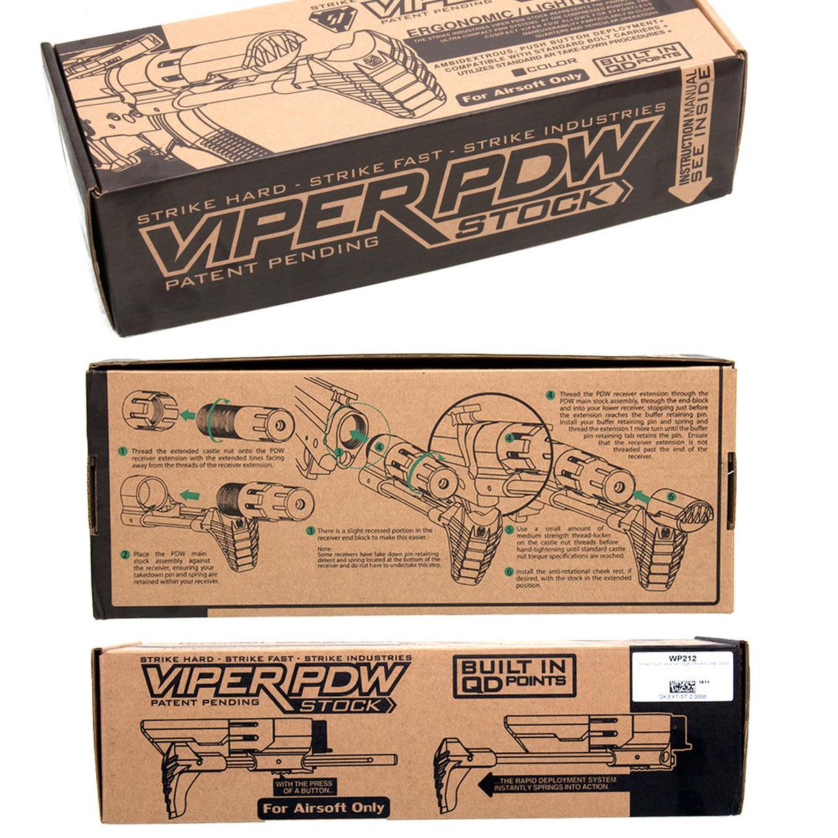 WA / G&P / GHK / VFC / WE GBBR M4対応 Strike Industries VIPERタイプ PDW ストック (ブラック)-AIRSOFT GOGO エアガン・サバゲー用品通販
