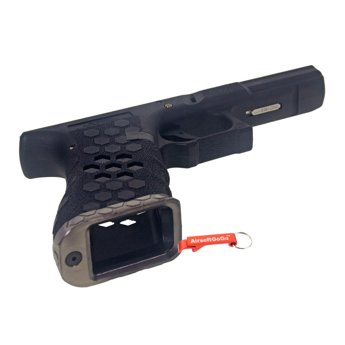 WE G17 G34 GBB対応 HEXカットタイプ カスタムグリップセット (ブラックカラー)-AIRSOFT GOGO エアガン・サバゲー用品通販