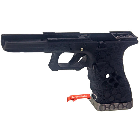 WE G17 G34 GBB対応 HEXカットタイプ カスタムグリップセット (ブラックカラー)-AIRSOFT GOGO エアガン・サバゲー用品通販