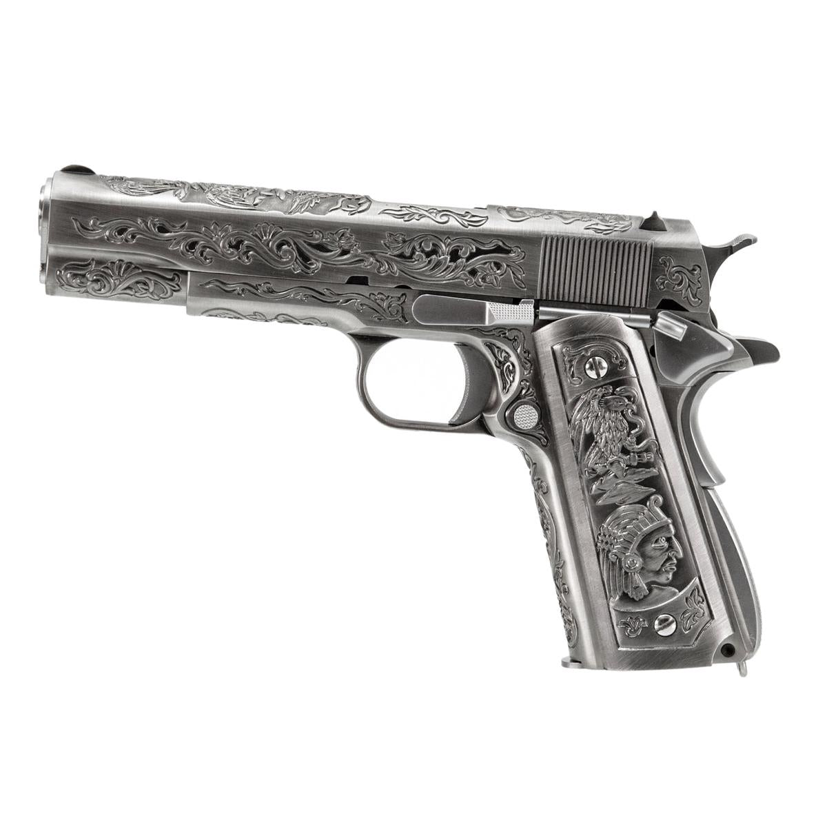WE M1911A1 エングレーブ風カスタム Classic Floral Pattern モデル GBBフルメタルパーツセット (シルバー)-AIRSOFT GOGO エアガン・サバゲー用品通販