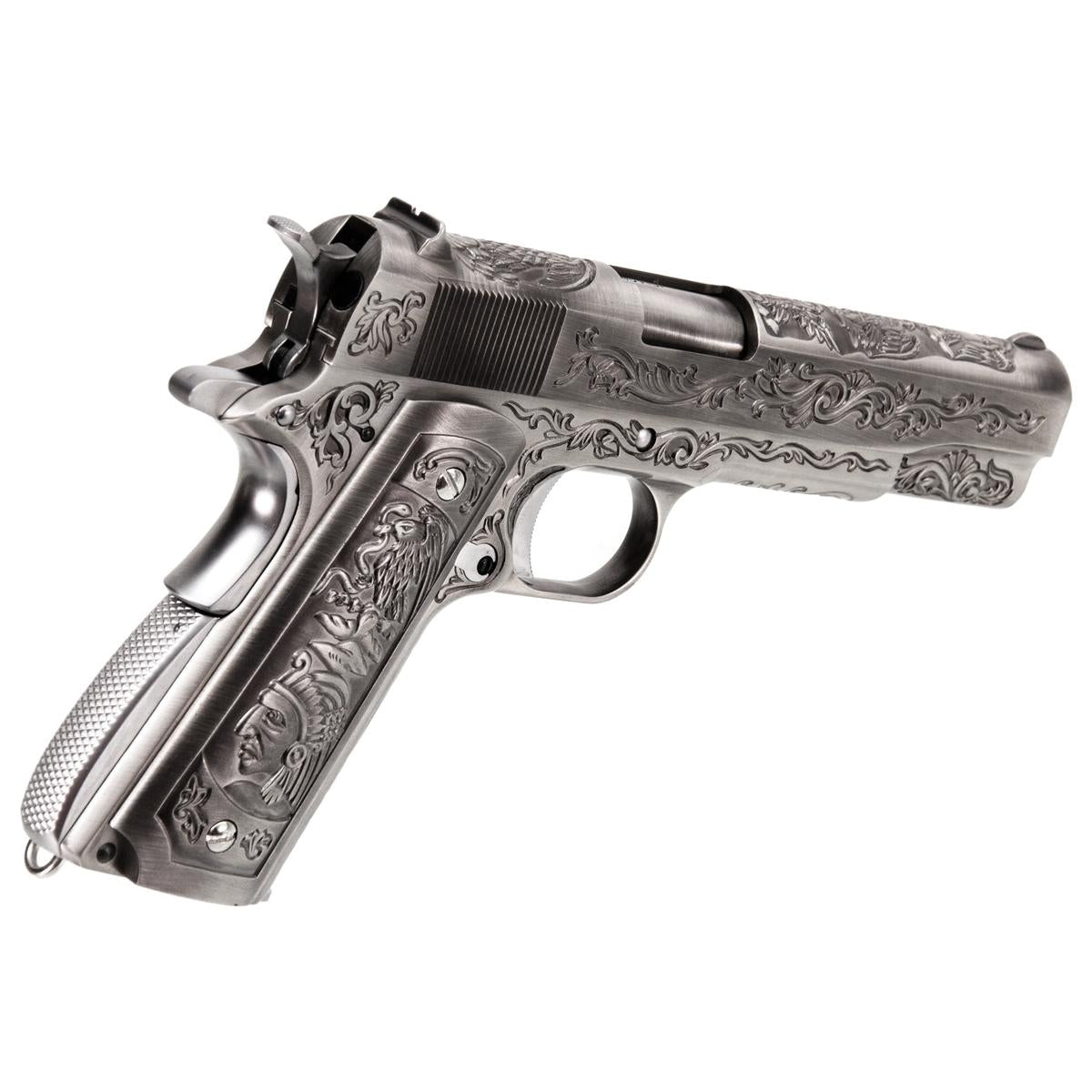 WE M1911A1 エングレーブ風カスタム Classic Floral Pattern モデル GBBフルメタルパーツセット (シルバー)-AIRSOFT GOGO エアガン・サバゲー用品通販