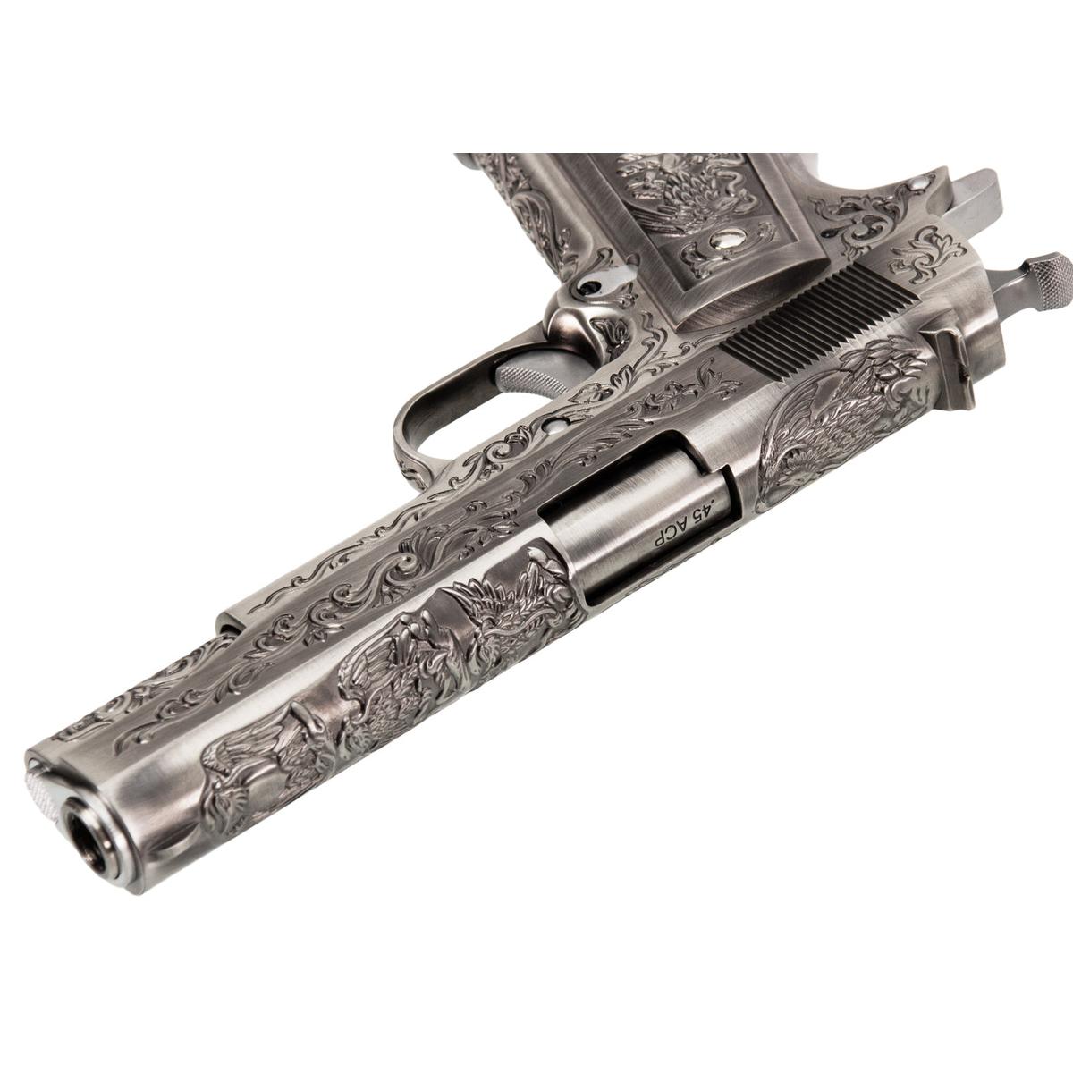 WE M1911A1 エングレーブ風カスタム Classic Floral Pattern モデル GBBフルメタルパーツセット (シルバー)-AIRSOFT GOGO エアガン・サバゲー用品通販