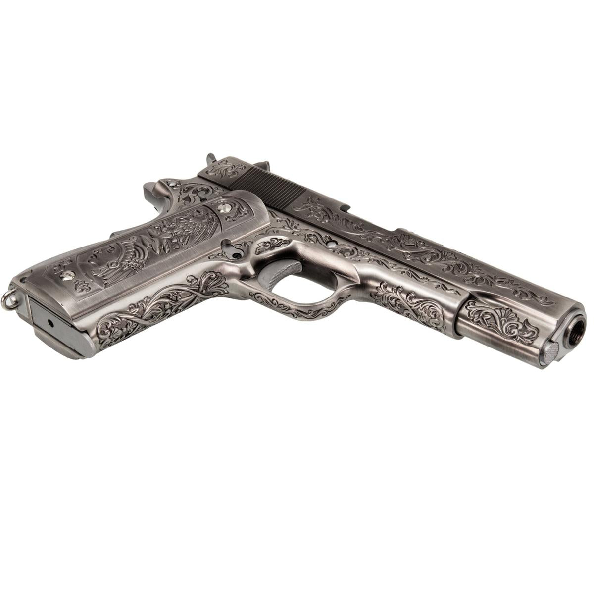 WE M1911A1 エングレーブ風カスタム Classic Floral Pattern モデル GBBフルメタルパーツセット (シルバー)-AIRSOFT GOGO エアガン・サバゲー用品通販