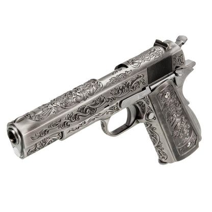 WE M1911A1 エングレーブ風カスタム Classic Floral Pattern モデル GBBフルメタルパーツセット (シルバー)-AIRSOFT GOGO エアガン・サバゲー用品通販