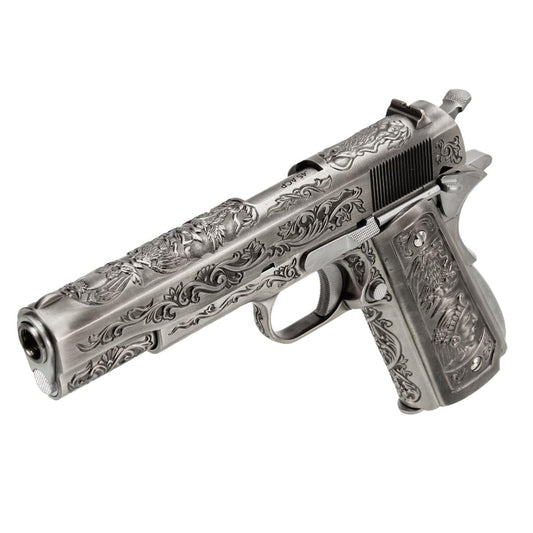 WE M1911A1 エングレーブ風カスタム Classic Floral Pattern モデル GBBフルメタルパーツセット (シルバー)-AIRSOFT GOGO エアガン・サバゲー用品通販