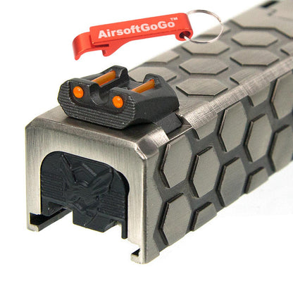 WE / マルイ ガスブローバック G17対応 ARMORER WORKS CUSTOM 金属製HEXカット（六角形）スライドセット (シルバーカラー)-AIRSOFT GOGO エアガン・サバゲー用品通販