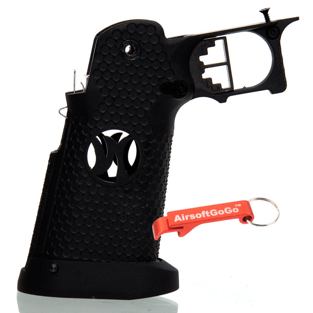WE / マルイ ハイキャパ5.1・4.3 GBB ガスブローバック用IPSC グリップセット (ブラック)-AIRSOFT GOGO エアガン・サバゲー用品通販