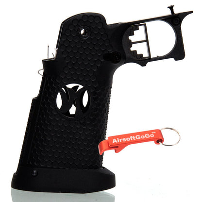 WE / マルイ ハイキャパ5.1・4.3 GBB ガスブローバック用IPSC グリップセット (ブラック)-AIRSOFT GOGO エアガン・サバゲー用品通販