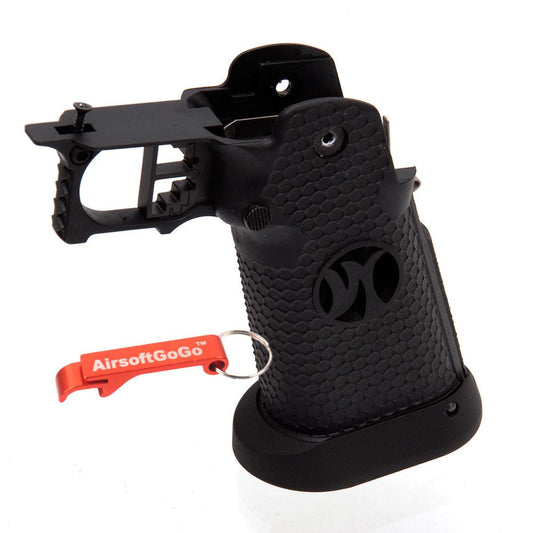 WE / マルイ ハイキャパ5.1・4.3 GBB ガスブローバック用IPSC グリップセット (ブラック)-AIRSOFT GOGO エアガン・サバゲー用品通販