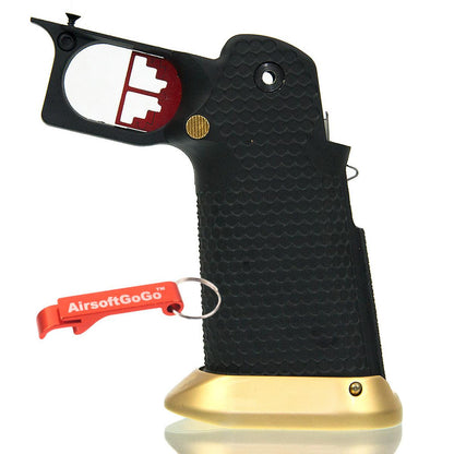 WE / マルイ ハイキャパ5.1・4.3 GBB ガスブローバック用IPSC グリップセット タイプ3 (ブラック＋ゴールド)-AIRSOFT GOGO エアガン・サバゲー用品通販