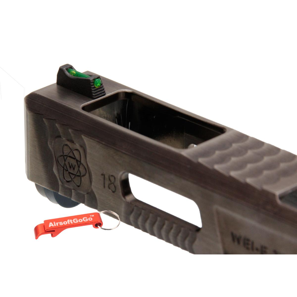 WE/マルイ ガスブローバック G18C用 WEI-Eカスタム 金属製スライド Sタイプ (金バレル)-AIRSOFT GOGO エアガン・サバゲー用品通販
