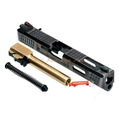 WE/マルイ ガスブローバック G18C用 WEI-Eカスタム 金属製スライド Sタイプ (金バレル)-AIRSOFT GOGO エアガン・サバゲー用品通販