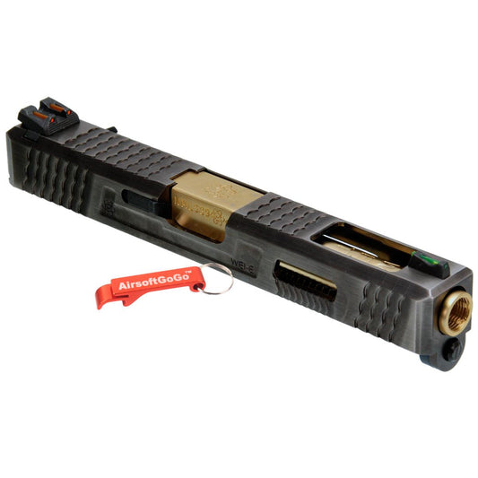 WE/マルイ ガスブローバック G18C用 WEI-Eカスタム 金属製スライド Sタイプ (金バレル)-AIRSOFT GOGO エアガン・サバゲー用品通販