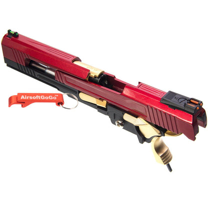 WE/マルイハイキャパ5.1, 4.3対応ARMORER WORKS製IPSCスライドセット (赤＋ブラック＋金色)-AIRSOFT GOGO エアガン・サバゲー用品通販