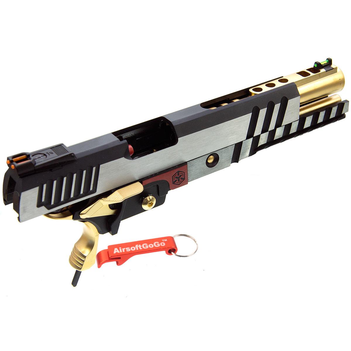 WE/マルイハイキャパ5.1, 4.3対応ARMORER WORKS製IPSCスライドセット (シルバー＋ブラック＋ゴールド)-AIRSOFT GOGO エアガン・サバゲー用品通販
