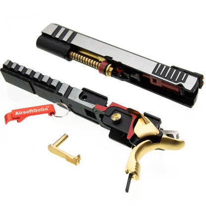 WE/マルイハイキャパ5.1, 4.3対応ARMORER WORKS製IPSCスライドセット (シルバー＋ブラック＋ゴールド)-AIRSOFT GOGO エアガン・サバゲー用品通販