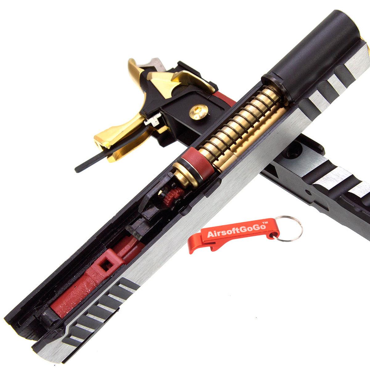 WE/マルイハイキャパ5.1, 4.3対応ARMORER WORKS製IPSCスライドセット (シルバー＋ブラック＋ゴールド)-AIRSOFT GOGO エアガン・サバゲー用品通販