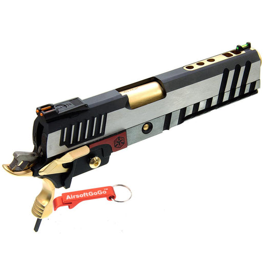 WE/マルイハイキャパ5.1, 4.3対応ARMORER WORKS製IPSCスライドセット (シルバー＋ブラック＋ゴールド)-AIRSOFT GOGO エアガン・サバゲー用品通販